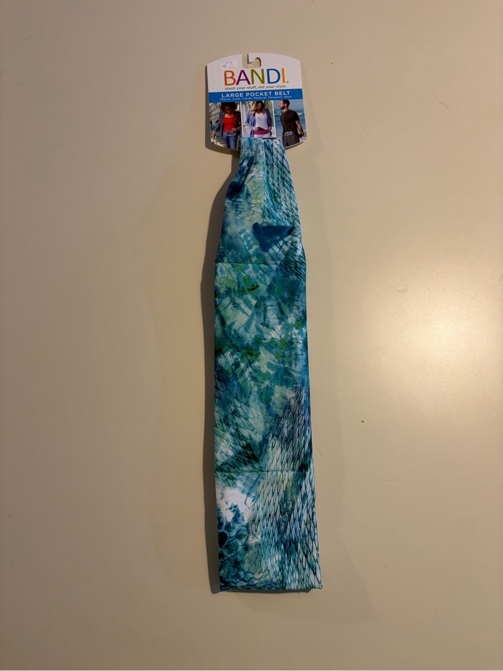 BANDI Blue Teal Patterned Large Pocket Belt